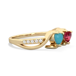 Turquoise Side By Side 14K Yellow Gold ring R3090