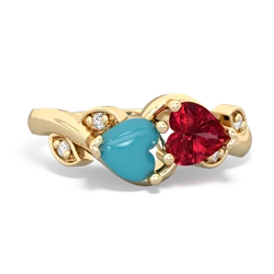 Turquoise Floral Elegance 14K Yellow Gold ring R5790