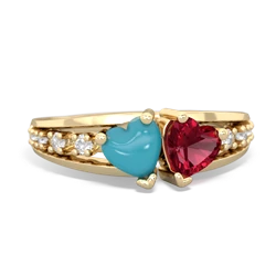 Turquoise Heart To Heart 14K Yellow Gold ring R3342