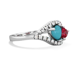 Turquoise Mother And Child 14K White Gold ring R3010