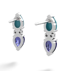 Turquoise Bowtie Drop 14K White Gold earrings E0865