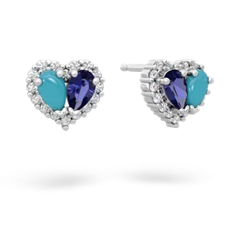 Turquoise Halo 14K White Gold earrings E7008