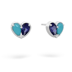 Turquoise 'Our Heart' 14K White Gold earrings E5072