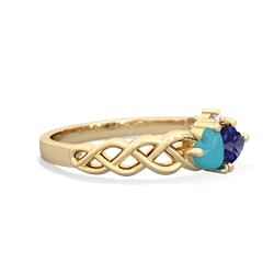 Turquoise Heart To Heart Braid 14K Yellow Gold ring R5870