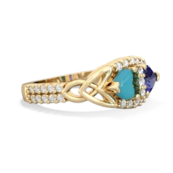 Turquoise Sparkling Celtic Knot 14K Yellow Gold ring R2645