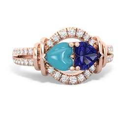 Turquoise Art-Deco Keepsake 14K Rose Gold ring R5630