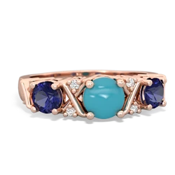 Turquoise Hugs And Kisses 14K Rose Gold ring R5016