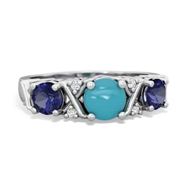 Turquoise Hugs And Kisses 14K White Gold ring R5016