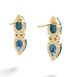 Turquoise Bowtie Drop 14K Yellow Gold earrings E0865