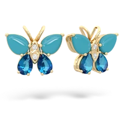 Turquoise Butterfly 14K Yellow Gold earrings E2215