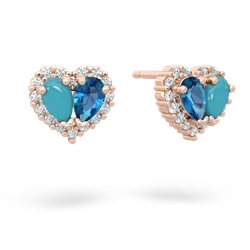 Turquoise Halo 14K Rose Gold earrings E7008