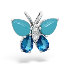 Turquoise Butterfly 14K White Gold pendant P2215