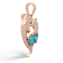 Turquoise Dolphin Heart 14K Rose Gold pendant P5820