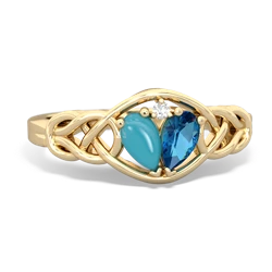 Turquoise Celtic Love Knot 14K Yellow Gold ring R5420