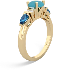 Turquoise 6Mm Round Eternal Embrace Engagement 14K Yellow Gold ring R2005