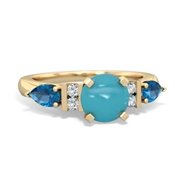 Turquoise 6Mm Round Eternal Embrace Engagement 14K Yellow Gold ring R2005