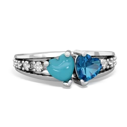 Turquoise Heart To Heart 14K White Gold ring R3342