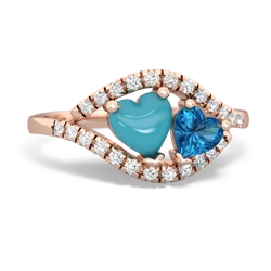 Turquoise Mother And Child 14K Rose Gold ring R3010