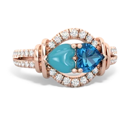 Turquoise Art-Deco Keepsake 14K Rose Gold ring R5630