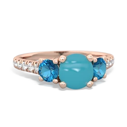 Turquoise Pave Trellis 14K Rose Gold ring R5500