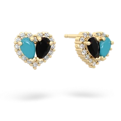 Turquoise Halo 14K Yellow Gold earrings E7008