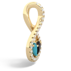 Turquoise Pave Twist 'One Heart' 14K Yellow Gold pendant P5360