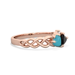 Turquoise Heart To Heart Braid 14K Rose Gold ring R5870