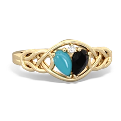 Turquoise Celtic Love Knot 14K Yellow Gold ring R5420