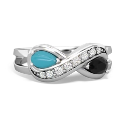 Turquoise Diamond Infinity 14K White Gold ring R5390