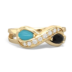 Turquoise Diamond Infinity 14K Yellow Gold ring R5390