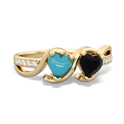 Turquoise Side By Side 14K Yellow Gold ring R3090