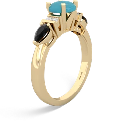 Turquoise 6Mm Round Eternal Embrace Engagement 14K Yellow Gold ring R2005