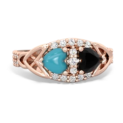 Turquoise Sparkling Celtic Knot 14K Rose Gold ring R2645