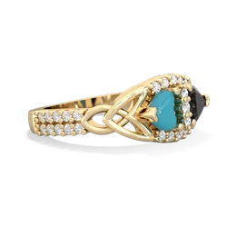 Turquoise Sparkling Celtic Knot 14K Yellow Gold ring R2645