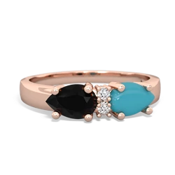 Turquoise Pear Bowtie 14K Rose Gold ring R0865