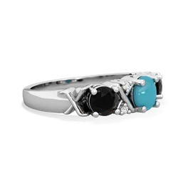 Turquoise Hugs And Kisses 14K White Gold ring R5016