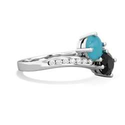 Turquoise Channel Set Two Stone 14K White Gold ring R5303