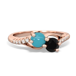 Turquoise Infinity Pave Two Stone 14K Rose Gold ring R5285