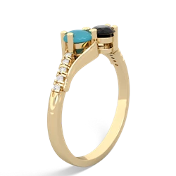 Turquoise Infinity Pave Two Stone 14K Yellow Gold ring R5285