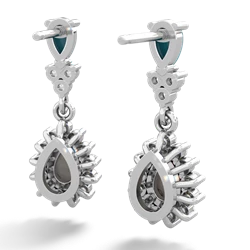 Turquoise Halo Pear Dangle 14K White Gold earrings E1882