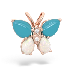 Turquoise Butterfly 14K Rose Gold pendant P2215