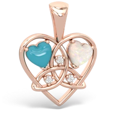 Turquoise Celtic Trinity Heart 14K Rose Gold pendant P5331