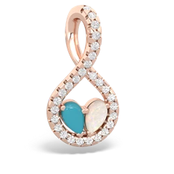 Turquoise Pave Twist 'One Heart' 14K Rose Gold pendant P5360