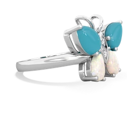 Turquoise Butterfly 14K White Gold ring R2215