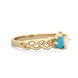 Turquoise Heart To Heart Braid 14K Yellow Gold ring R5870