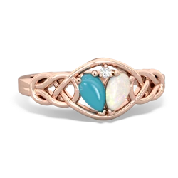 Turquoise Celtic Love Knot 14K Rose Gold ring R5420