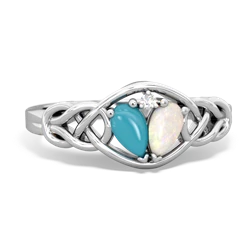 Turquoise Celtic Love Knot 14K White Gold ring R5420