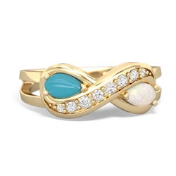 Turquoise Diamond Infinity 14K Yellow Gold ring R5390