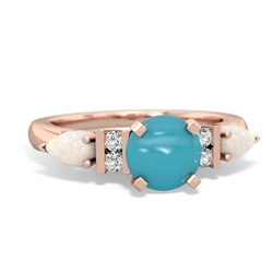 Turquoise 6Mm Round Eternal Embrace Engagement 14K Rose Gold ring R2005