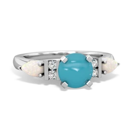 Turquoise 6Mm Round Eternal Embrace Engagement 14K White Gold ring R2005